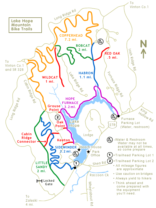 Lake Hope State Park Map - Bike Trails